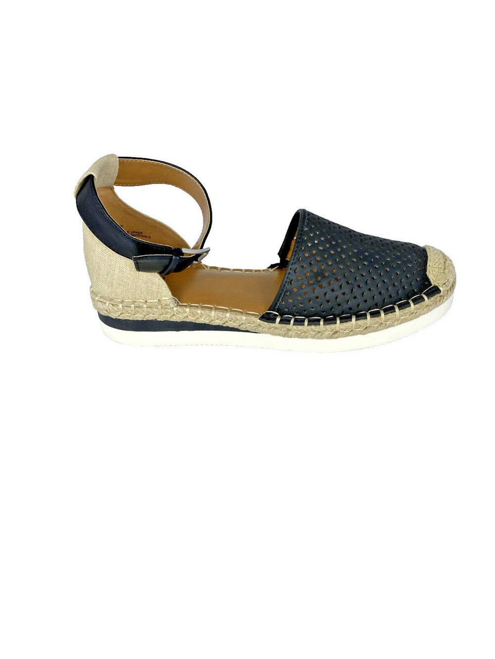 a.n.a Carrie Women's Sandals Size 8.5M Black Tan Espadrille Platform Ankle Strap